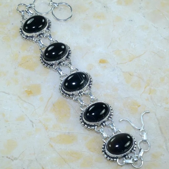 New Botswana Agate 925 Silver Bracelet. - Picture 2 of 14